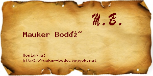 Mauker Bodó névjegykártya